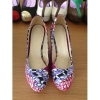 New style African Printed Fabric peep toe wedge heel shoes