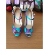 New style African printed fabric unique heel shoes