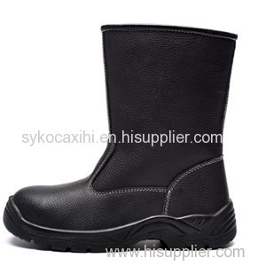 Long Cut Black Leather Work Boot