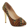New style African printed fabric peep toe shoes