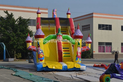 Cartoon theme large inflatable slide with bouncy