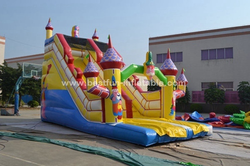 Cartoon theme large inflatable slide with bouncy