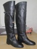 Black low heel round toe boots