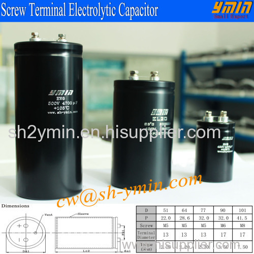 105C 3000 Hours Capacitor 500V 4700uF Screw Lead Terminal Aluminium Electrolytic Capacitor RoHS