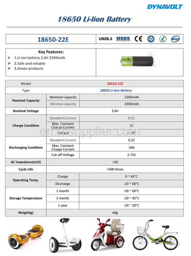 Rechargeable lithium battery 18650 3.7v 2200mah\parallel li ion 18650 battery\18650 li ion battery pack