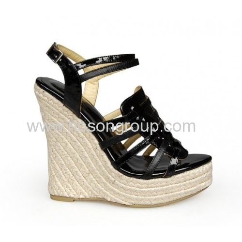 Sling back knitting wedge heel sandals