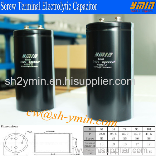 Fast Charging and Discharging Capacitor 350V ~ 450V Screw Terminal Aluminium Electrolytic Capacitor RoHS
