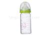 Heat Resistant Glass Baby Bottles Double Colour Ring With Silicone Nipple