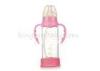 Clear Glass Baby Bottles With Handle 180ML Pink Color Shockproof BPA Free