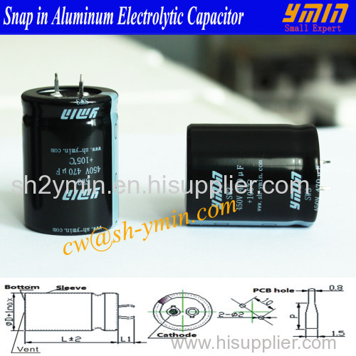 85C 3000 Hours SN3M Series Capacitor 400V ~ 450V 220uF ~1500uF Snap in Aluminium Electrolytic Capacitor RoHS