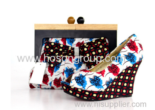African Printed Fabric Ladies Shoes With Matching Bags