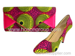 African Printed Fabric Shoes With Purses