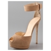 Suede upper peep toe high heel shoes