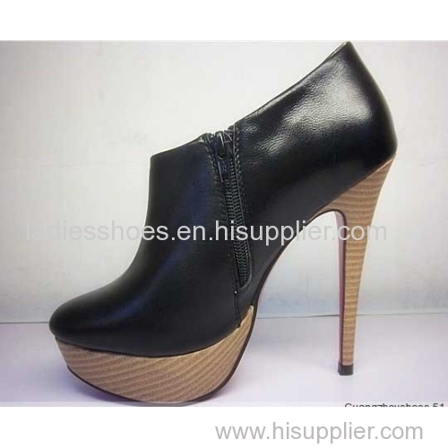 new style platform high heel black leather women boots with zipper