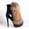 new style fashion high heel buckle boots with fur