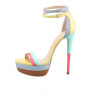Coloful ankle wrap high heel sandals