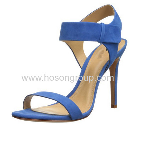 Blue suede single sole high heel sandals