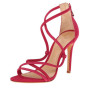 Red suede thin caged sandals