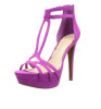 Purple suede caged high heel shoes