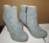 PU suede zipper gray high heel platform women ankle boots