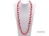 Oval Red Coral and White Pearl Necklace