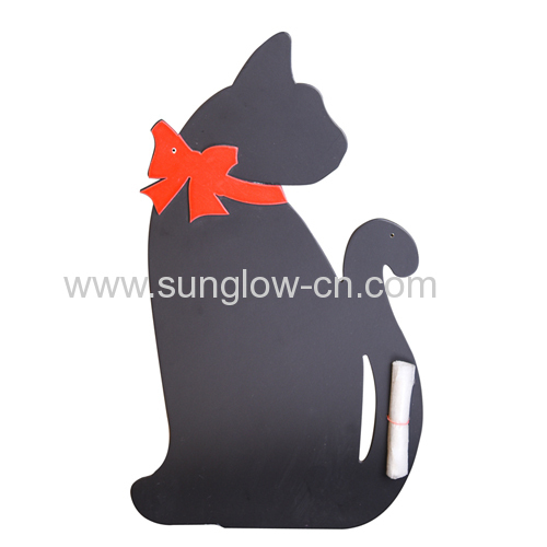 Wooden Black Cat With Red Bow Tie