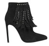 black hgih heel women ankle boots with rainstore and tassels