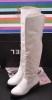 White PU leather thigh heel boots