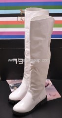 White PU leather thigh heel boots