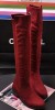 New style red chunky heel boots