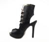 italy design high heel peep toe lace up black sandles