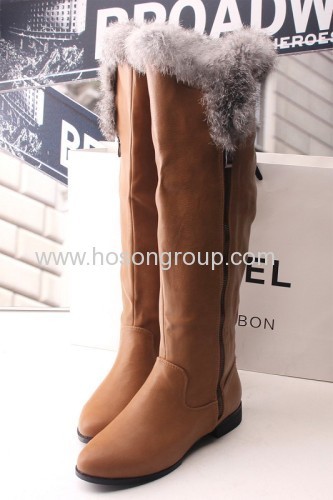Comfortable PU leather zipper boots