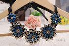 Fancy Blue Dance Wear Accessories Golden Edge Flower Collar Necklace With Crystal Beaded