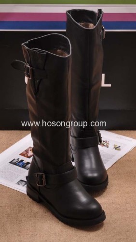 Women low heel buckle strap boots