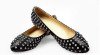 black color pointed toe flat women dress shoes with studs