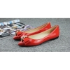 solid color fashion pointy toe flat women dress shoes with bowtie