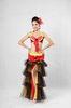 Ruffles Belly Dancing Outfits 3 Tones 4 Tiered Pleated Tulle Side Slit Maxi Skirt