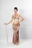 Sexy Brown Halter Neck Metallic Floor Length Bras & Skirt for Women Belly Dancing Clothes