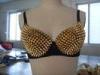 Dance Club Wear Gold Spike Studded Bra / Polyester Sexy Sequin Bra Top