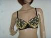 Black Strap Ladies Night Club Wear Sexy Sequin Beaded Bra With Silver Rivet