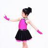 Fancy Polyester Lycra Girl Jazz Dance Dress With Rhinestones Choker Collar