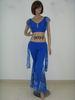 Erogenous Belly Dancing Clothes Blue V Neck Bra Cutoff Leotard For Adults