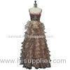 Strapless High Waist Dress Floor Length 2 Rows Beading Ruffle High Waist Dress
