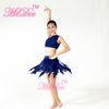 Soft Mesh Spiral Skirt Dianogal Sequins Top One Shoulder With Flower Dance Competition Costumes