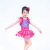 Satin Tiers Skirt Ruffle Neckline Confetti Sequins On Bodice Dress Dance Clothes for Kids' Performan