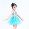 Floral Kids Dance Clothes Halter Neck Sequin Dress Tulle Tutu Skirt Attached