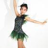 Ruffle Jazz Tap Costumes Striking Peacock One ShoulderDress With Shredded Organza Skirt