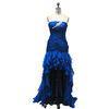Plain Neckline Evening Wear Dresses Spiral Blue High Low Dress With Floral Beading