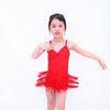 4 Colors Biketard V-neck Sequined Bodice Flying Fringes Skirt Latin Dance Competition Costumes