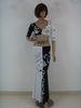 Metallic V Neckline White Black Bra Floor Length Maxi Skirt Belly 2 Piece Dance Costumes